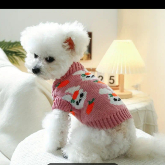 New small dog sweater with bunnies - Picture 1 of 5